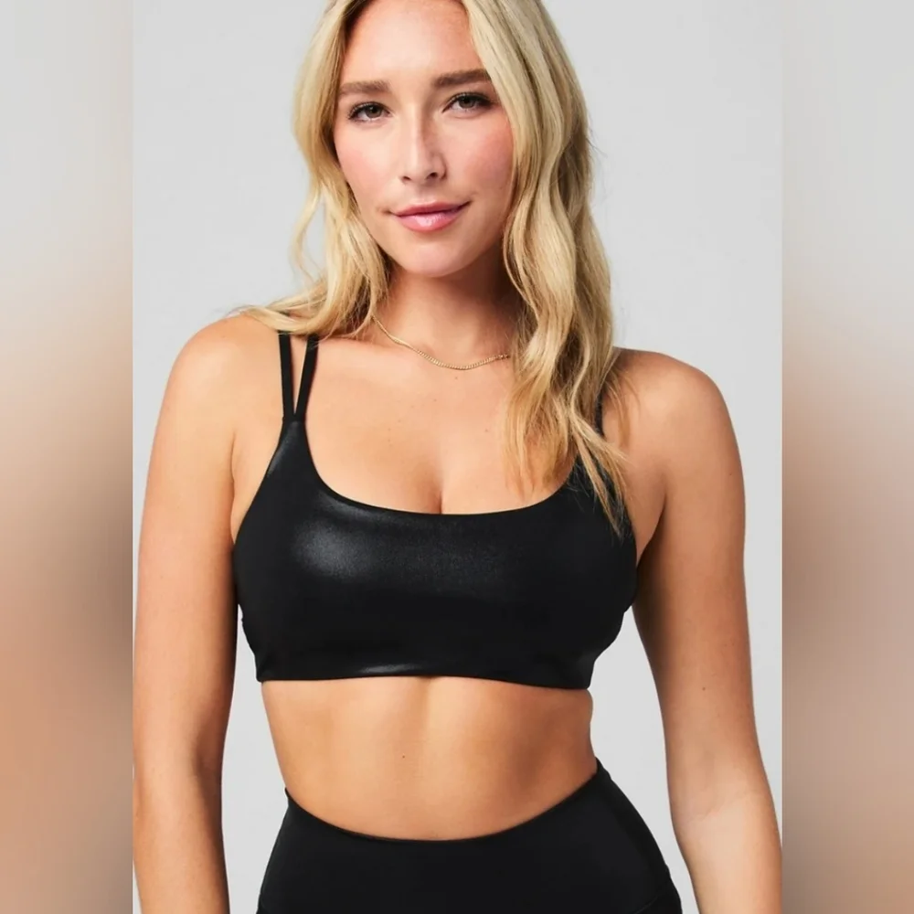 NWT Fabletics Principal Motion365+ Low Impact Bra Black Shine Size XL - Picture 1 of 3